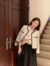 French chanel-style coat for women's spring and autumn short style, retro and high-end, elegant and youthful tweed top for socialite details Picture
